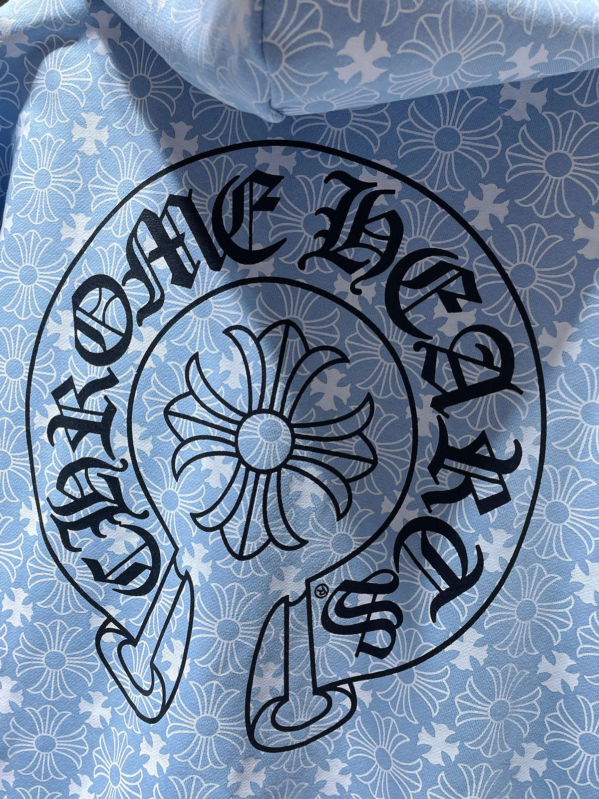 Light blue chrome hearts zip up jacket