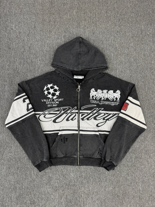 Vale Forever BLACK CURSIVE ZIP UP HOODIE