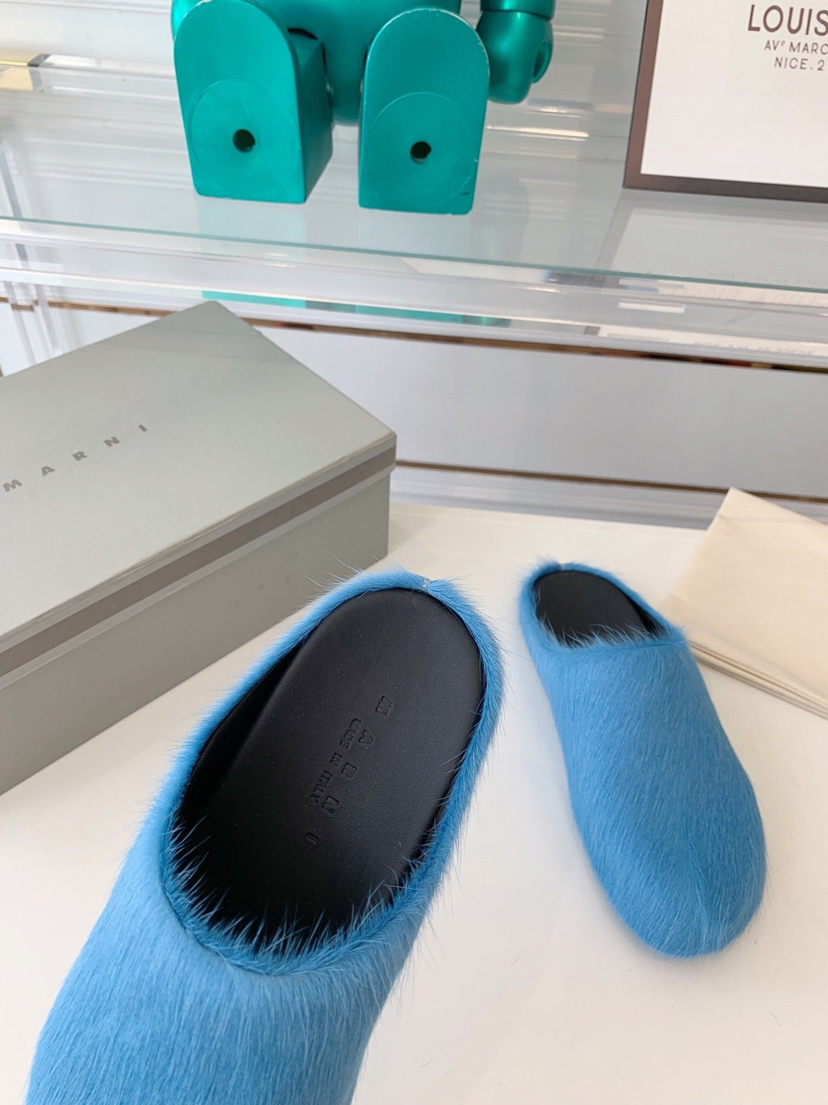 Marni slides loafers light blue