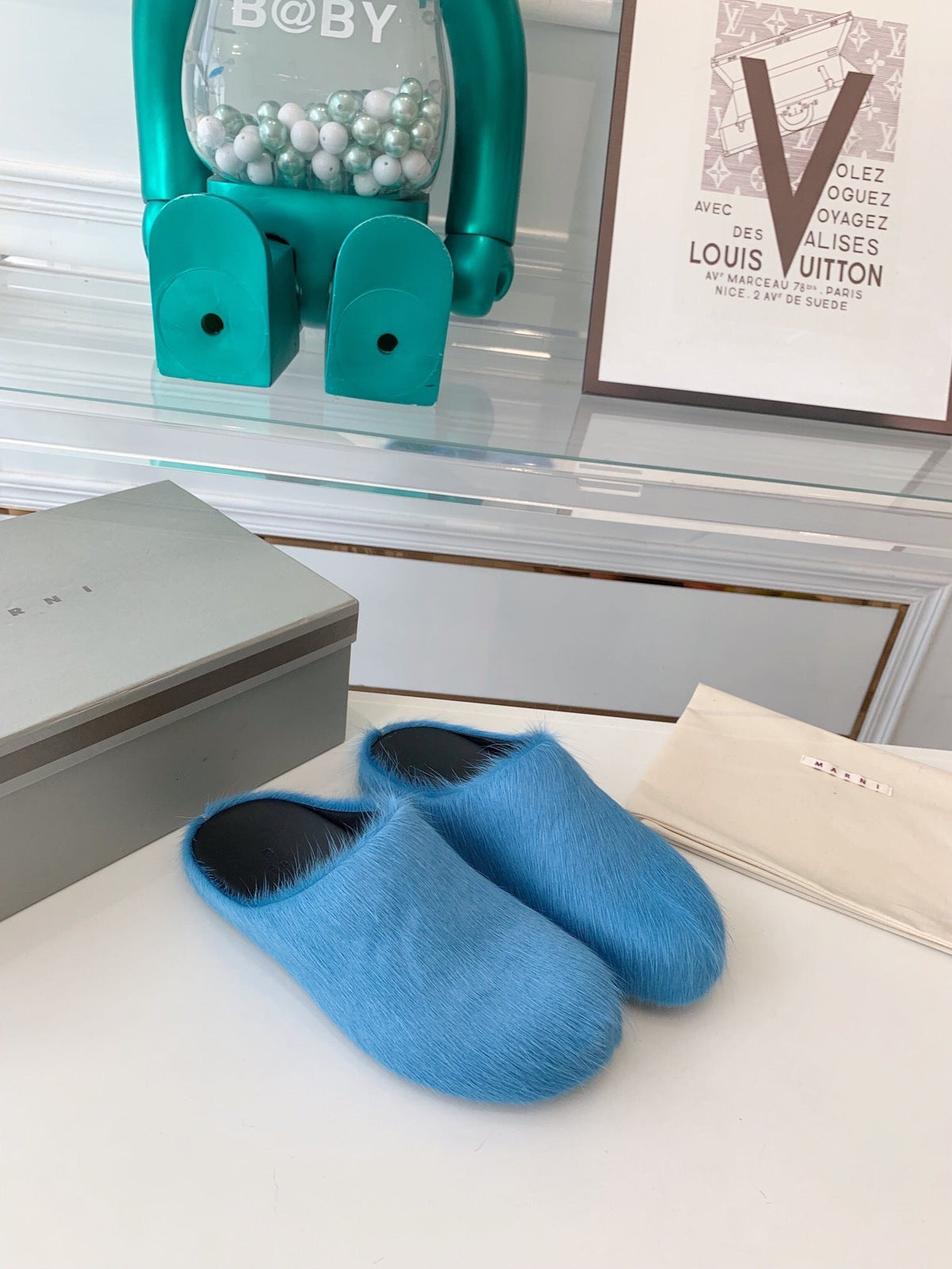 Marni slides loafers light blue