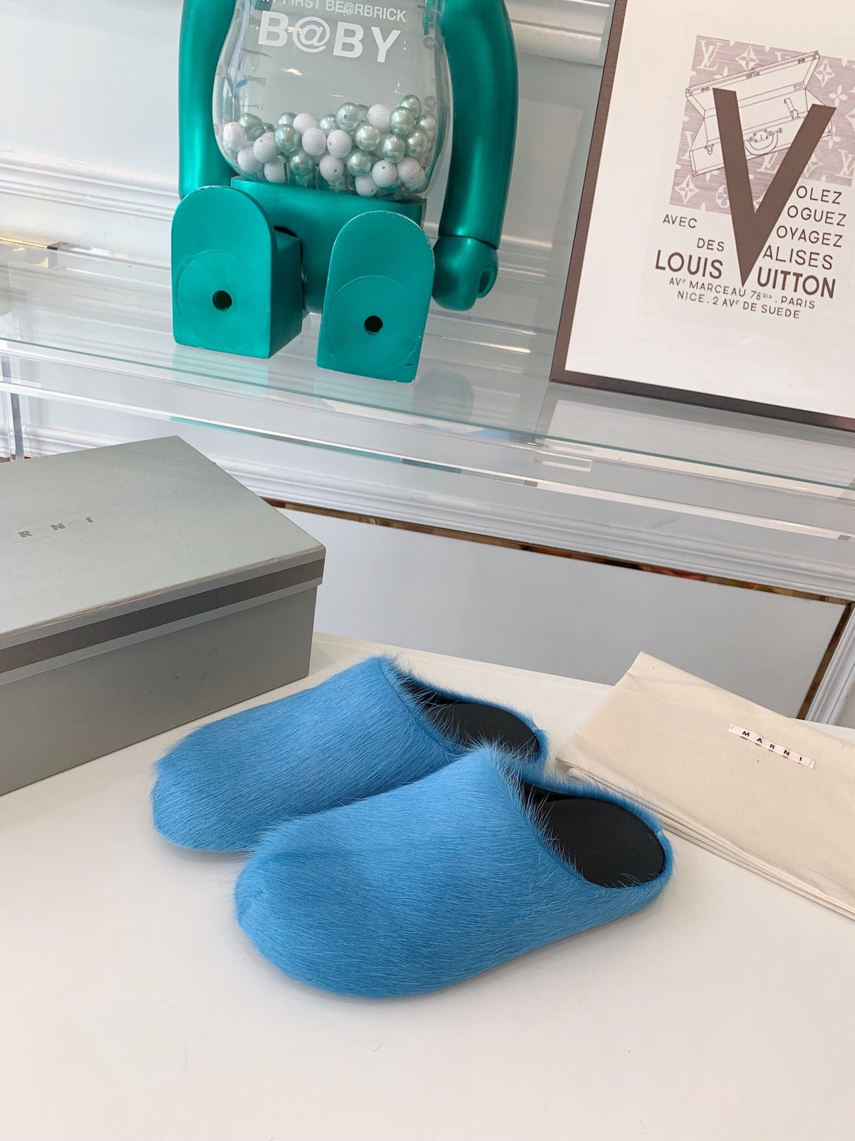 Marni slides loafers light blue