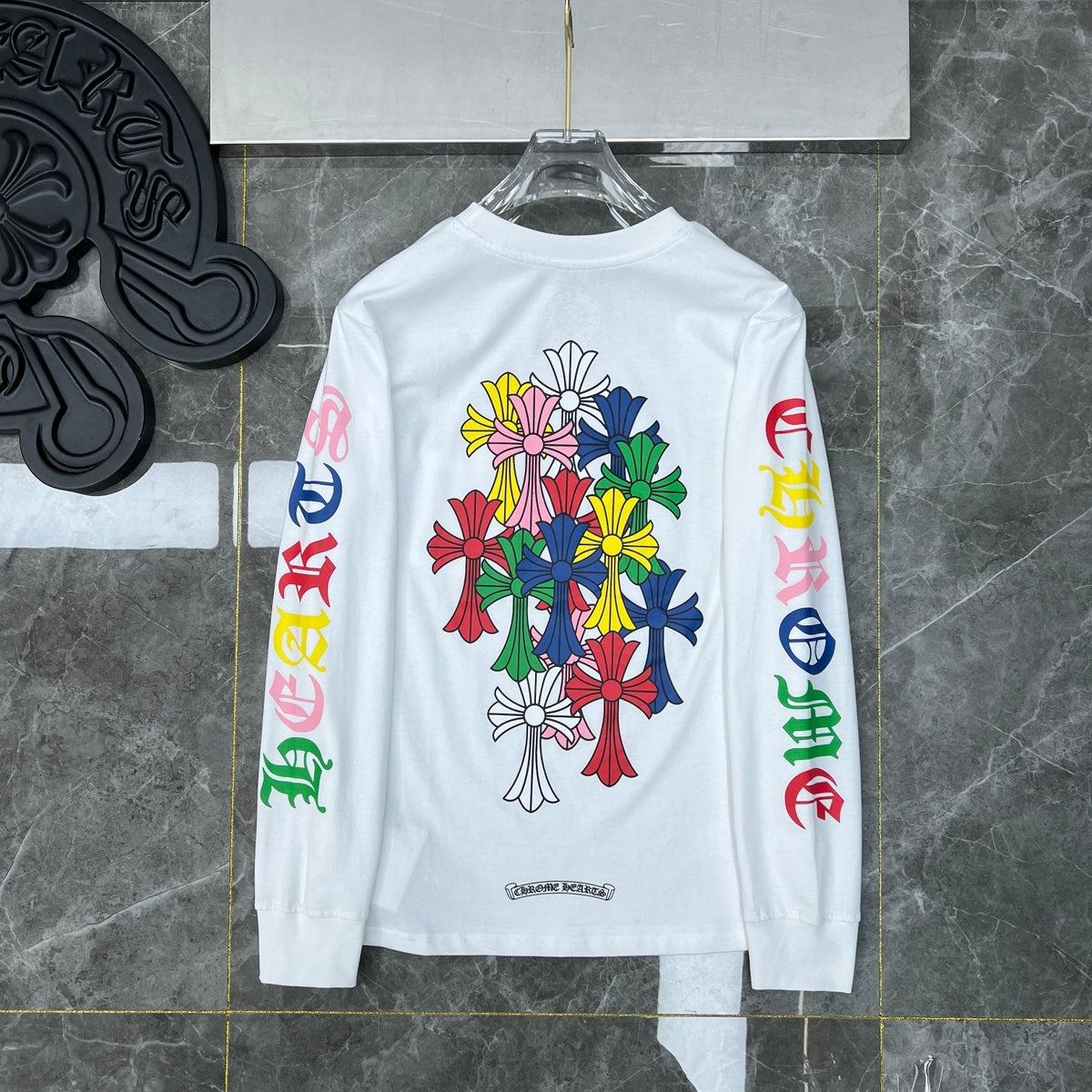 chrome hearts longsleave with colorful hearts