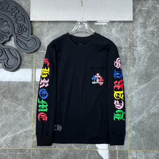 chrome hearts longsleave with colorful hearts black