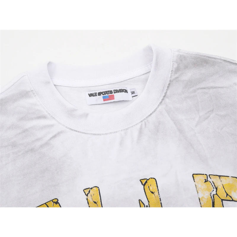 Vale2025 Latest European And American White Mud Printed Fashion t-Shirt
